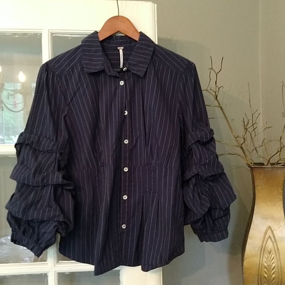 Free People button-down with ruffled sleeves